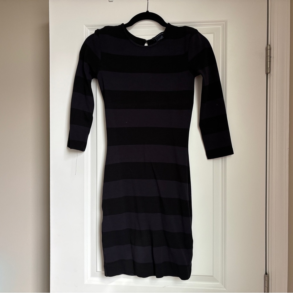 French Connection Striped Bodycon Dress Black/Gray Size 4